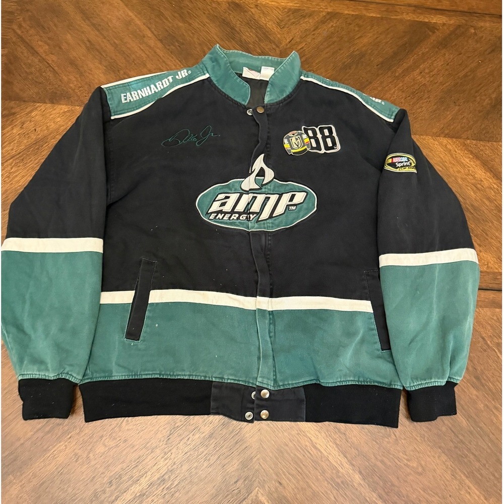 Dale Earnhardt Jr 88 Amp Energy NASCAR Racing Jacket Winners Circle Green L